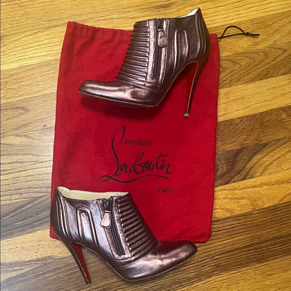 Christian Louboutin Metallic Moto Booties